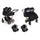 Junama Duo V3  – podwójny wózek bliźniaczy 3w1 Black & Gold Eco 
