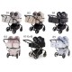Wózek bliźniaczy podwójny 2w1 - Junama Duo V3 Eco 04 róż– pink double pram for twins