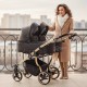 Junama Duo V3  – podwójny wózek bliźniaczy 3w1 Black & Gold Eco 