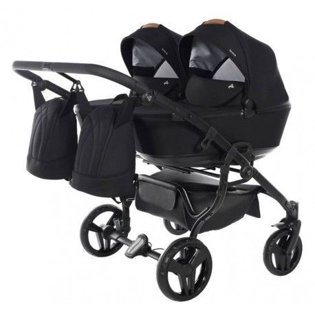 Wózek bliźniaczy 3w1 jeden obok drugiego  Junama Space Duo 04 Czarny