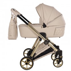 Beżowy Wózek Dziecięcy 4w1 Junama Art Deco 02 Beige Złoty Stelaż