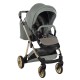 Wózek Dziecięcy z Fotelikiem i bazą ISOFIX 4w1 Khaki Junama Ellegante Art Deco 05 Green Złoty Stelaż