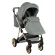 Wózek Dziecięcy z Fotelikiem i bazą ISOFIX 4w1 Khaki Junama Ellegante Art Deco 05 Green Złoty Stelaż