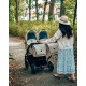 Wózek bliźniaczy 3w1 Junama Duo V3 Eco dla dziewczynki i chłopca mix róż błękit