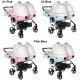 Wózek bliźniaczy podwójny 3w1 - Junama Candy Duo V2 01 Róż – pink double pram for twins
