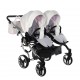 Wózek bliźniaczy podwójny 3w1 - Junama Candy Duo V2 01 Róż – pink double pram for twins