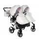 Wózek bliźniaczy podwójny 3w1 - Junama Candy Duo V2 01 Róż – pink double pram for twins