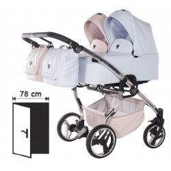 Wózek bliźniaczy 3w1 Junama Duo V3 Eco dla dziewczynki i chłopca mix róż błękit