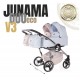 Wózek bliźniaczy 3w1 Junama Duo V3 Eco dla dziewczynki i chłopca mix róż błękit