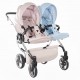 Wózek Bliźniaczy 2w1 Junama Duo V3 Eco Mix pink blue