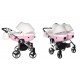 Wózek bliźniaczy podwójny 4w1 - Junama Candy Duo V2 01 Róż – pink double pram for twins