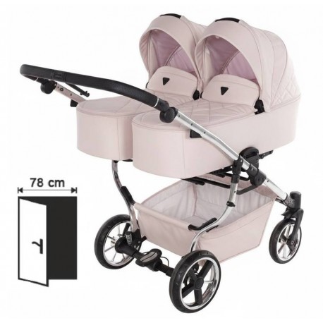 Wózek bliźniaczy 3w1 Junama Duo V3 Eco – Pink / Rosa