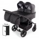 Wózek bliźniaczy 3w1 Junama Duo V3 Eco 03 Czarny – Twin Pram with Car Seats