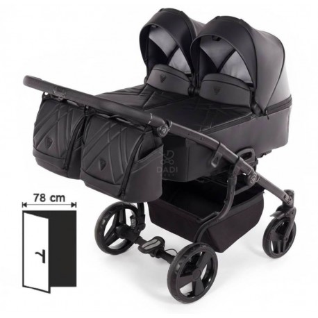 Wózek bliźniaczy 3w1 Junama Duo V3 Eco 03 Czarny – Twin Pram with Car Seats
