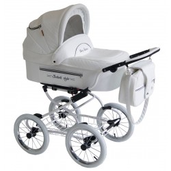 Baby Fashion ISABELL 2w1 – elegancki wózek retro biały, duże koła