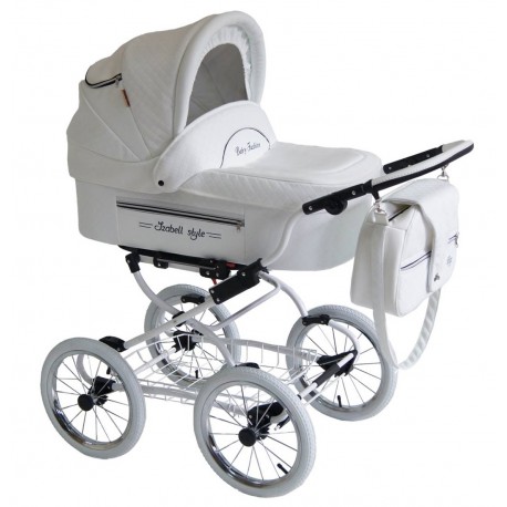 Baby Fashion ISABELL 2w1 – elegancki wózek retro biały, duże koła