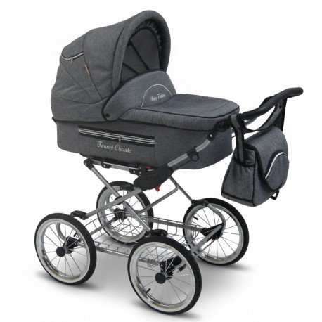 Wózek Dziecięcy Wielofunkcyjny Retro 2w1 Baby Fashion Fanari Classic L-1 Grafitowy