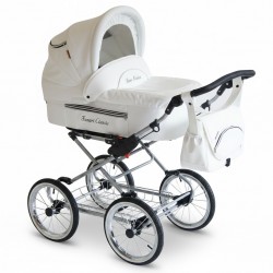 Biały Wózek Wielofunkcyjny Dziecięcy Retro 2w1 Fanari Classic Baby Fashion SLC-1 Gondola I Spacerówka
