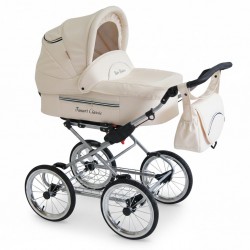 Kremowy wózek wielofunkcyjny retro 2w1 Baby Fashion Fanari Classic SLC-2 Gondola i Spacerówka