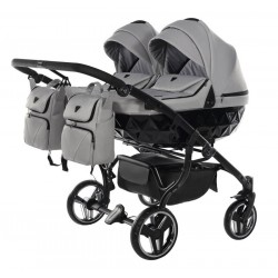 Galeria Junama Basic Duo –wózek bliźniaczy  gondole obok siebie- zestaw 2w1 06 szary