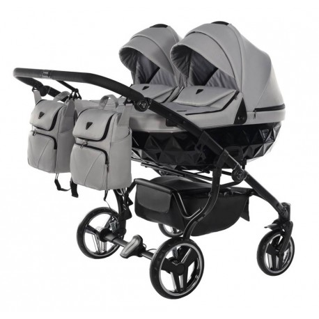 Galeria Junama Basic Duo –wózek bliźniaczy  gondole obok siebie- zestaw 2w1 06 szary