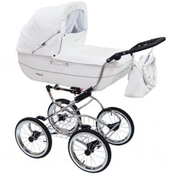 Zjawiskowy Biały Wózek Dziecięcy Retro 1w1 Baby Fashion Renee R-1 White sama gondola