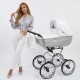 Biało-Szary Wózek Dziecięcy 1w1 Baby Fashion Renee R-2 Retro Desing Duża Gondola