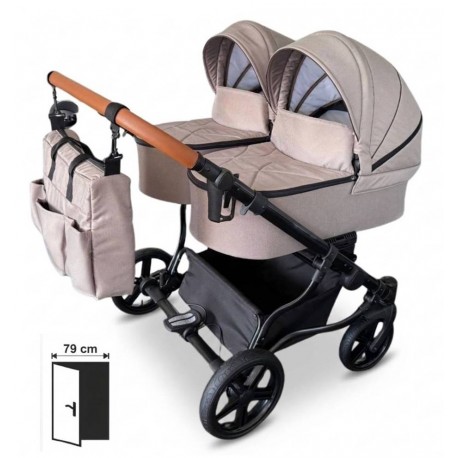 Adbor Duo Lux Cappu Blush – wózek bliźniaczy 2w1 w beżu