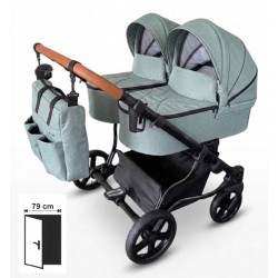Adbor Duo Lux Sage Mist 4w1 – szałwiowy wózek dla bliźniąt