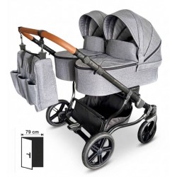 Adbor Duo Lux Silver Grey 4w1 – szary wózek dla bliźniąt