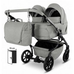 Junama Duo V4 wózek bliźniaczy 2w1 Sage 06 - twin stroller side by side