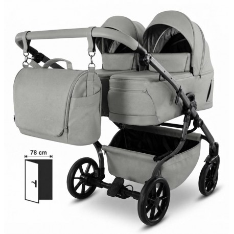 Junama Duo V4 wózek bliźniaczy 2w1 Sage 06 - twin stroller side by side