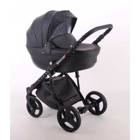 Czarny wózek dla dziecka COMFORT ECO 3w1 firmy Lonex