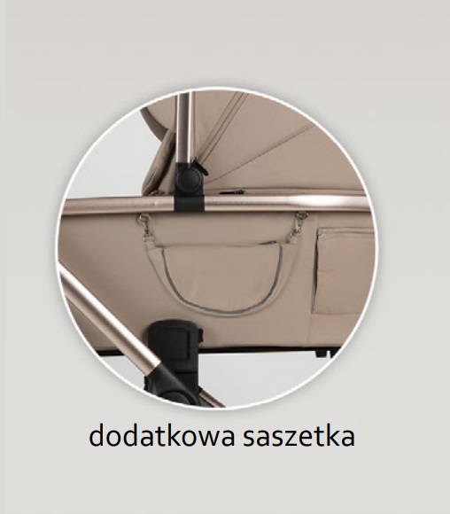 Dodatkowa saszetka do wózka dziecięcego Adamex Spark Champagne – praktyczny detal na drobiazgi