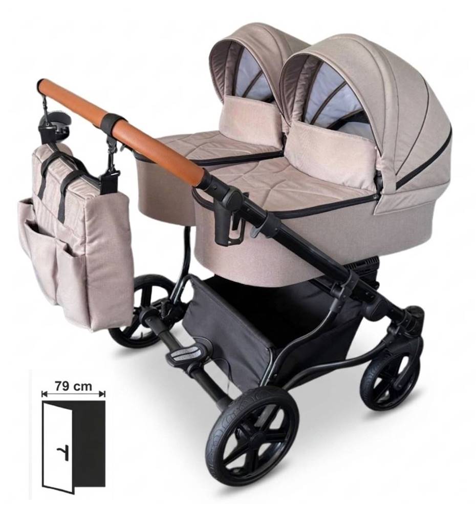 Adbor Duo Lux Cappu Blush 3w1 – wózek bliźniaczy w jasnobeżowym kolorze