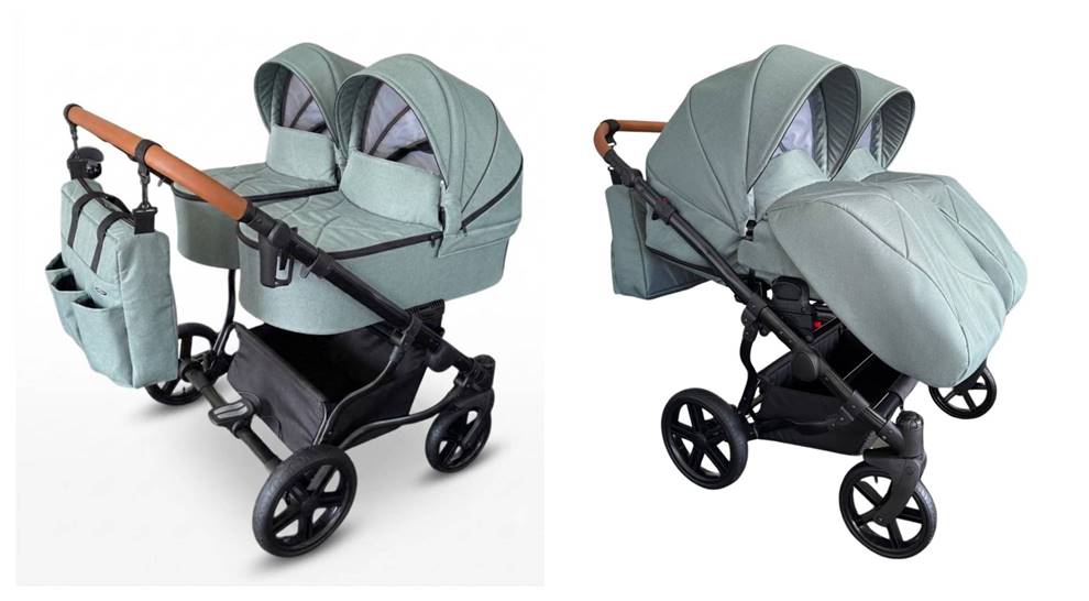 Kompletny zestaw Adbor Duo Lux Sage Mist z dwiema gondolami i spacerówkami