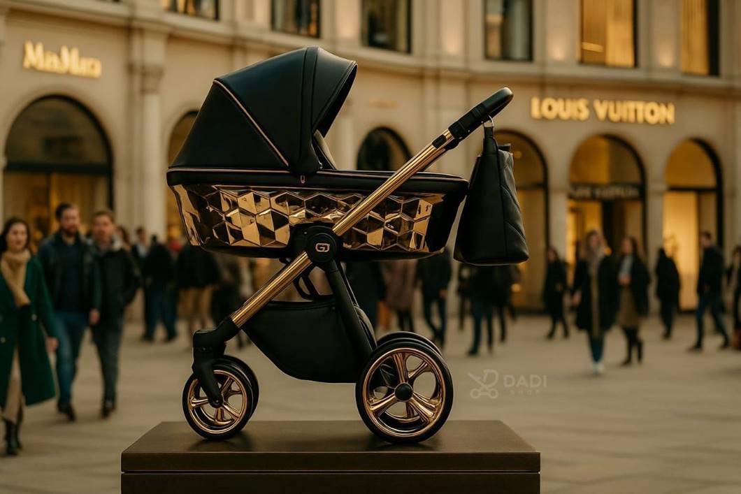 Adbor Loretto – wózek 3w1 w eleganckim czarno-złotym wydaniu, łączący ekskluzywny design z wygodą codziennego użytkowania