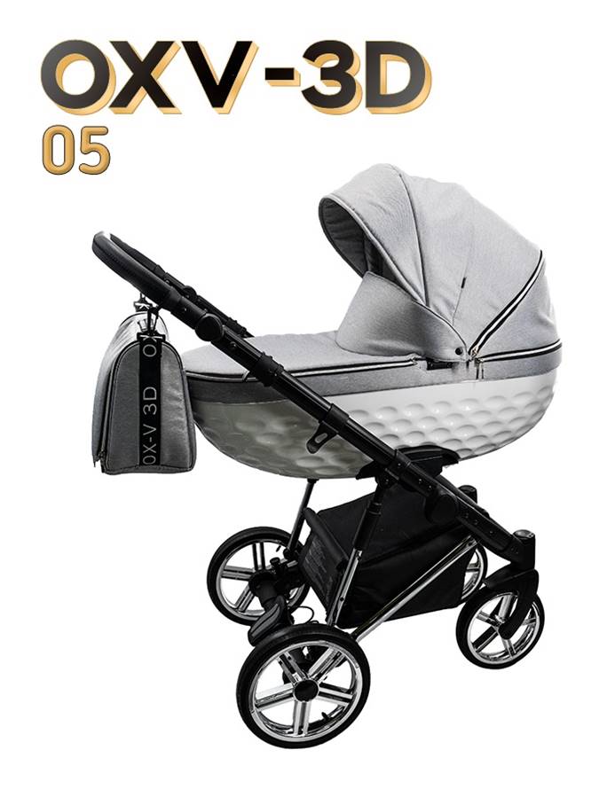Adbor OXV 3D 2w1 – wózek wielofunkcyjny z gondolą 3D, kolor 05 jasny szary