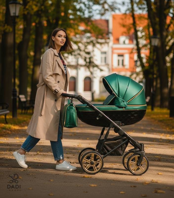 Adbor OXV-3D 3-in-1 green pram 08 – outdoor autumn session in the park