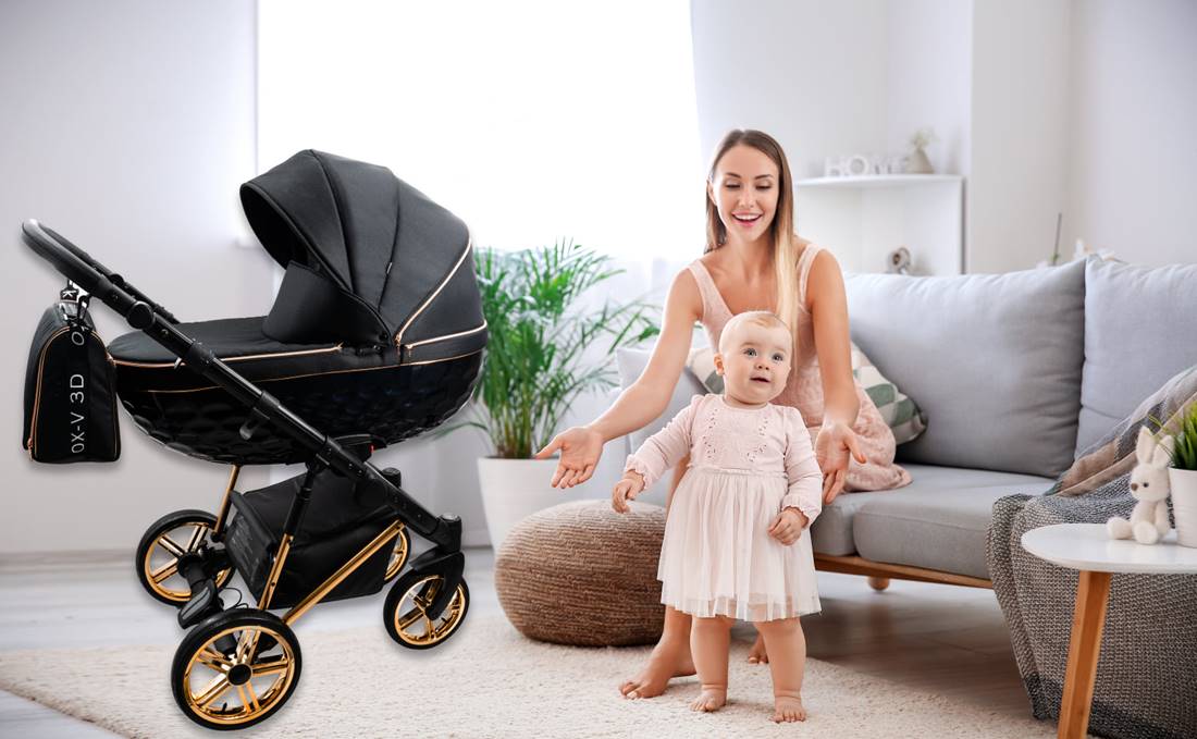 Wózek dziecięcy OXV-3D Adbor – sesja w domu z dzieckiem i szczęśliwą mamą, sklep Dadi Shop