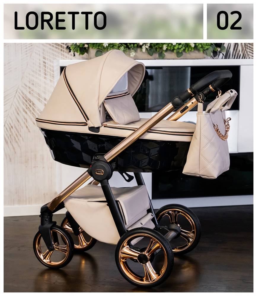 Wózek Adbor Loretto 3w1 w eleganckim beżowym kolorze 02, nowoczesny design