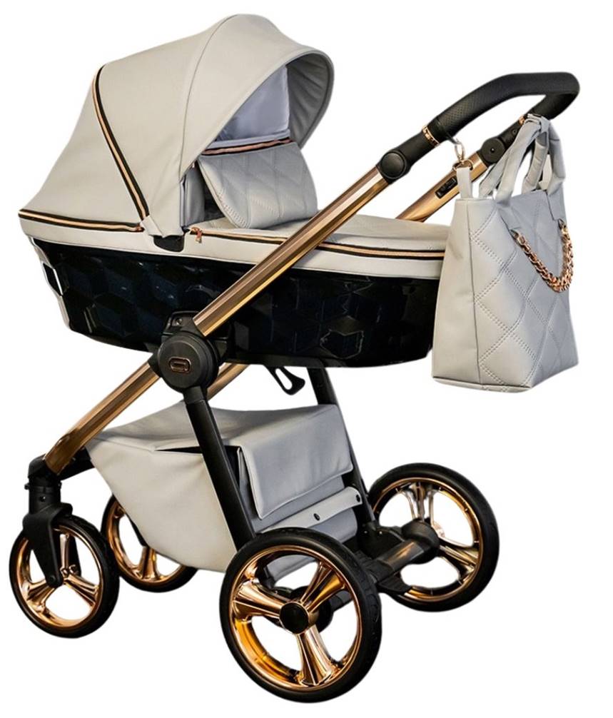 Wózek 4w1 premium Adbor Loretto jasny szary 21 – gondola, spacerówka i fotelik Cosmo w eleganckim zestawie dla malucha