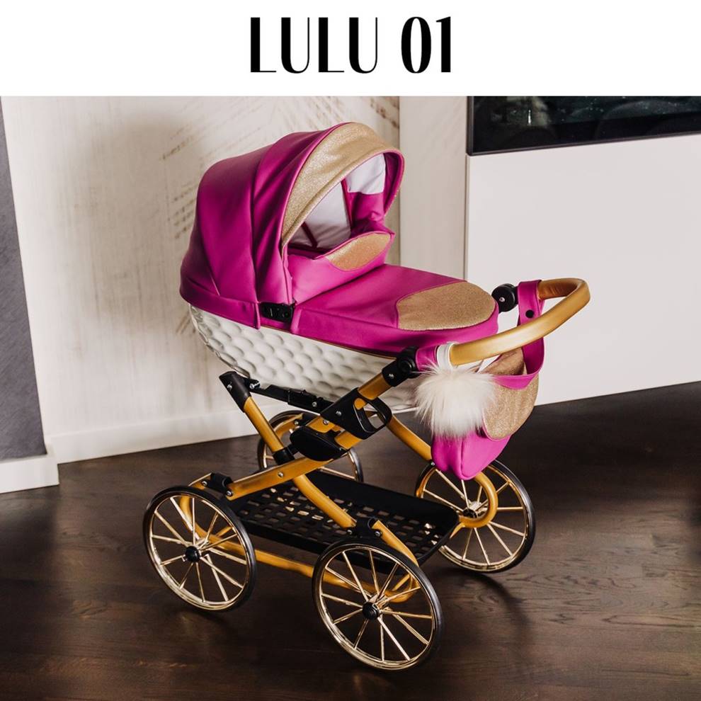 Adbor Lulu retro wózek dla lalek z pomponem w kolorze różowym – dostępny online w Dadi-Shop