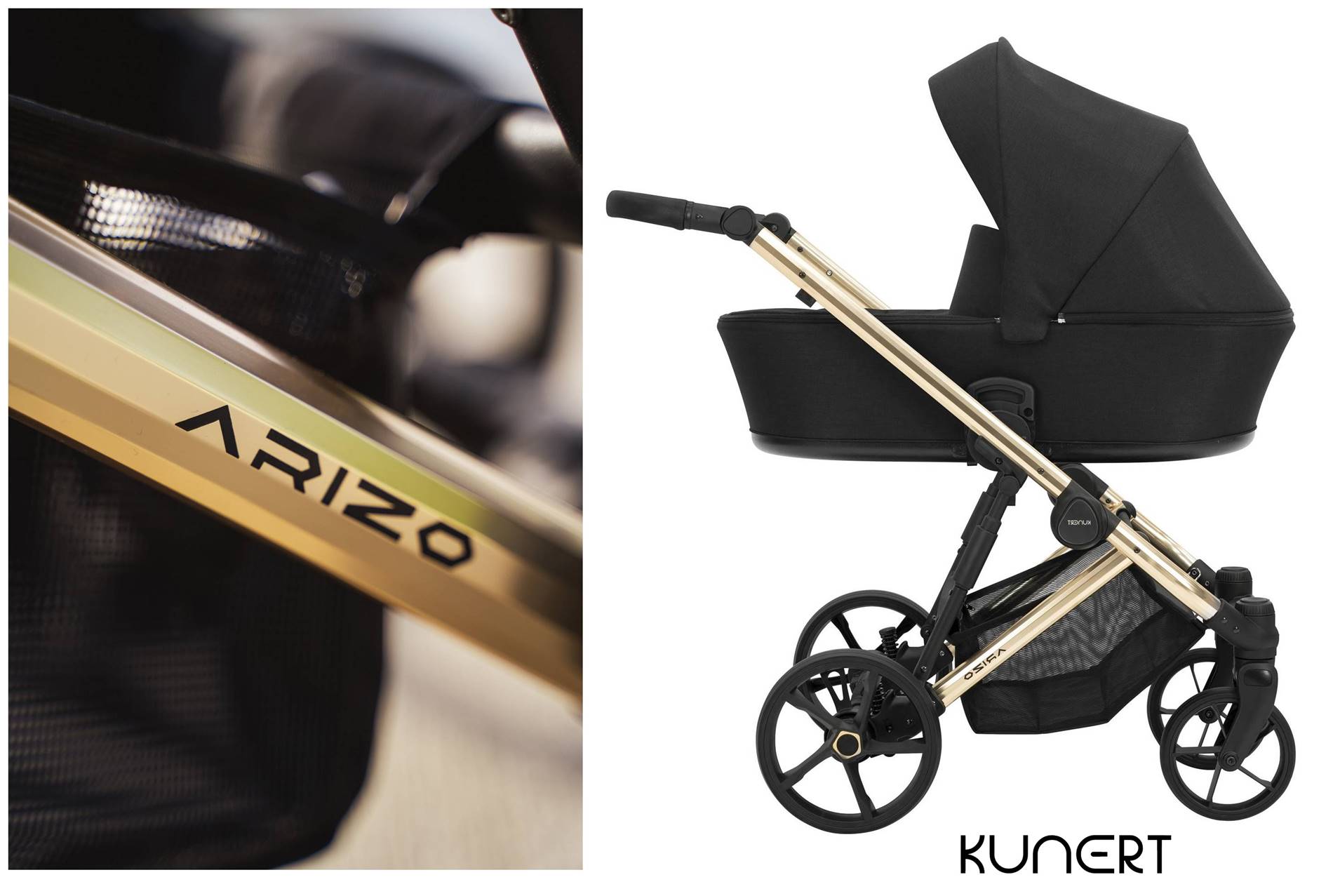 Wózek czarno złoty Arizo Premium Kunert 01 black gold stroller