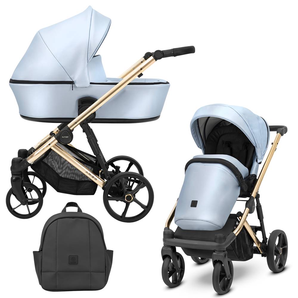 Wózek 2w1 Arizo Premium błękitny 14 – wersja głęboko-spacerowa z eko skóry – sklep Dadi-Shop