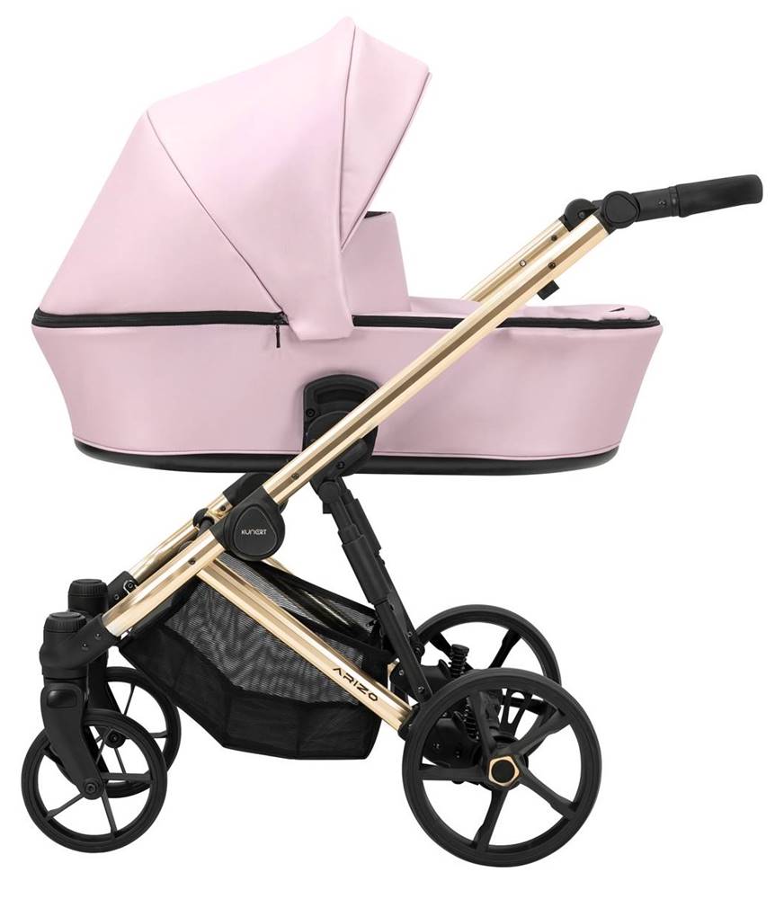 Wózek 2w1 Kunert Baby Arizo Premium w kolorze różowym z złotą ramą – model Baby Pink z eko skóry, sklep Dadi-Shop