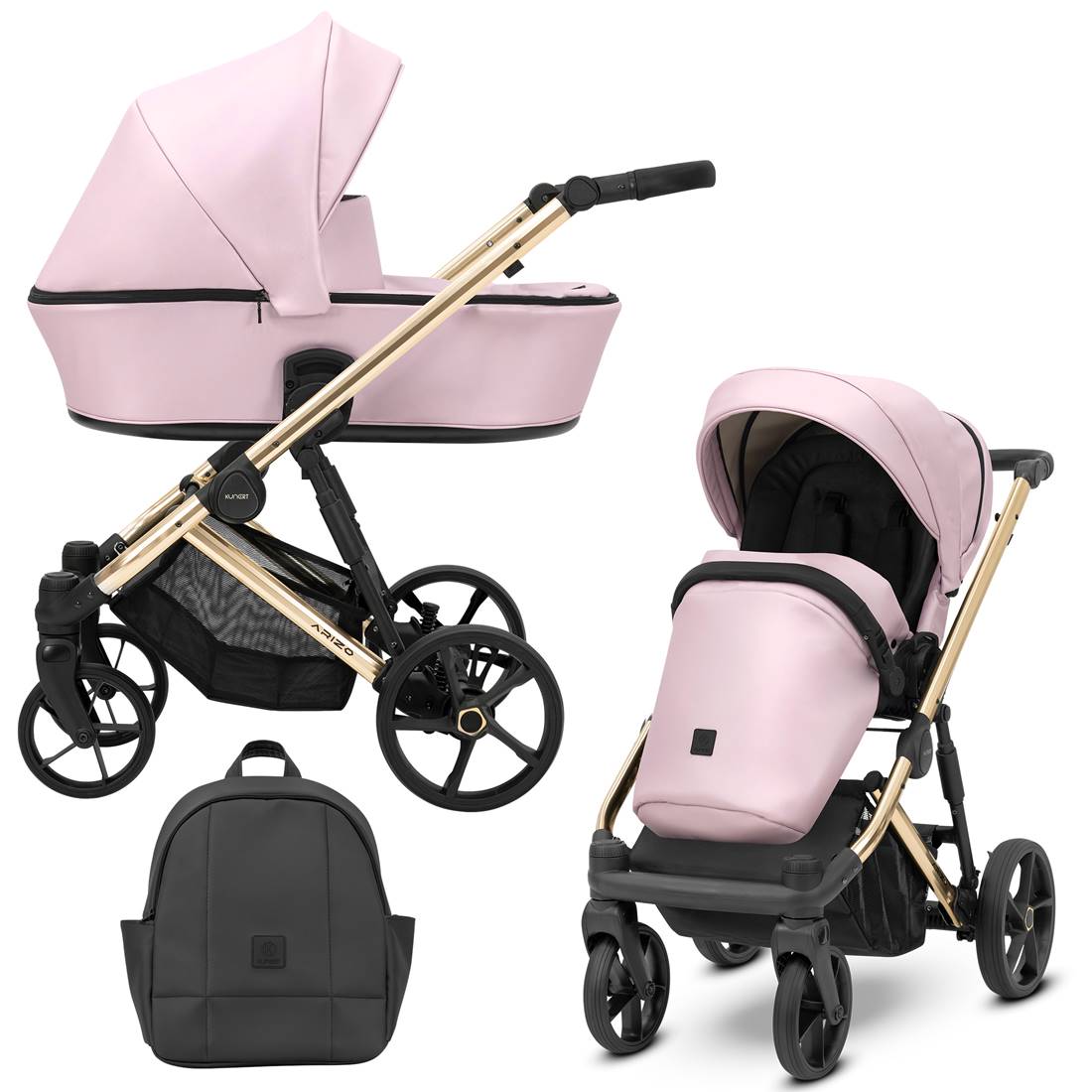 Różowy wózek 2w1 Kunert Arizo Premium – wersja głęboko-spacerowa, elegancki design, sklep Dadi-Shop