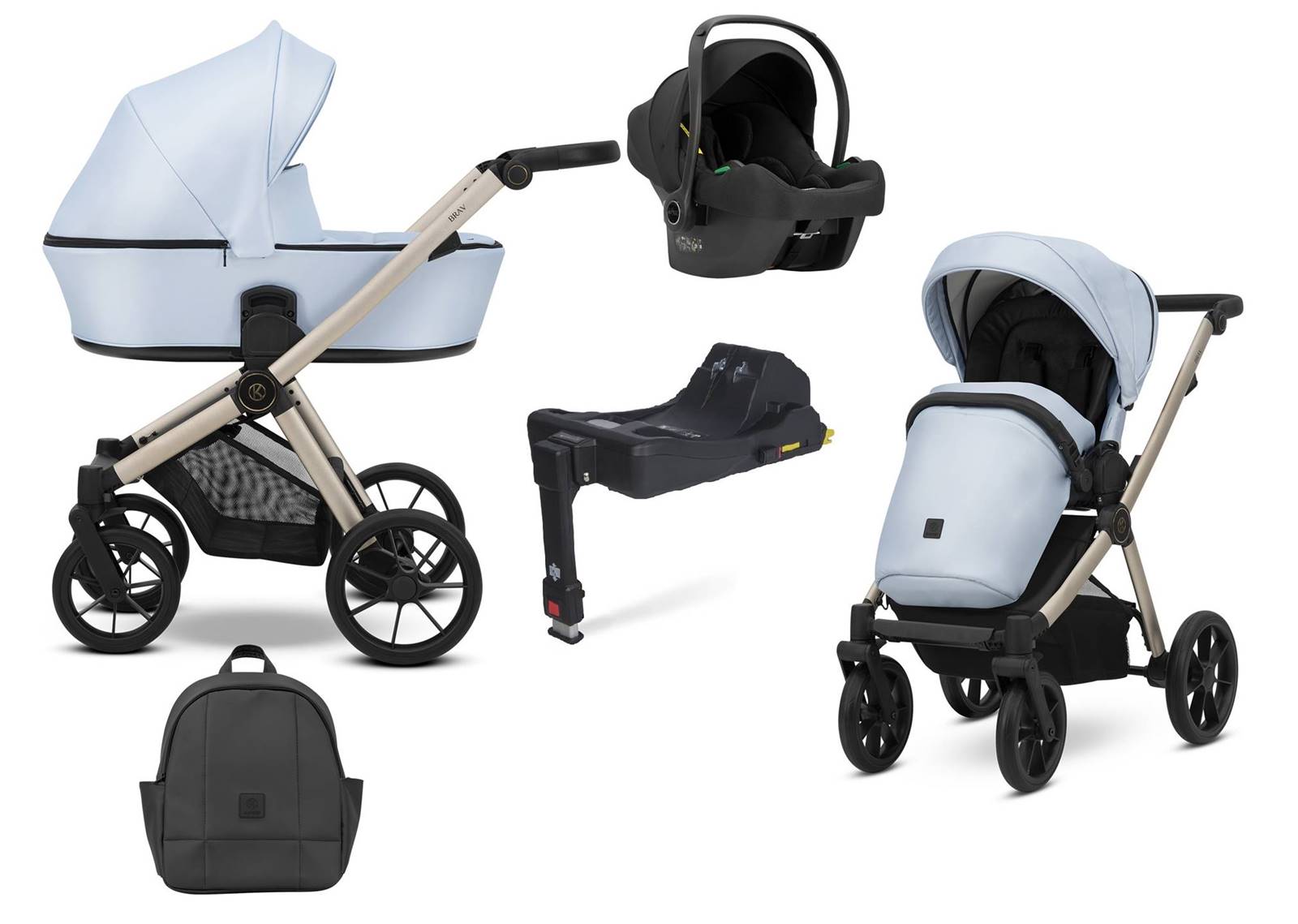 Kunert Brav wózek 3w1 z bazą Isofix w kolorze Baby Blue Eco, dostępny w sklepie Dadi-Shop – praktyczny i bezpieczny zestaw dla dziecka.