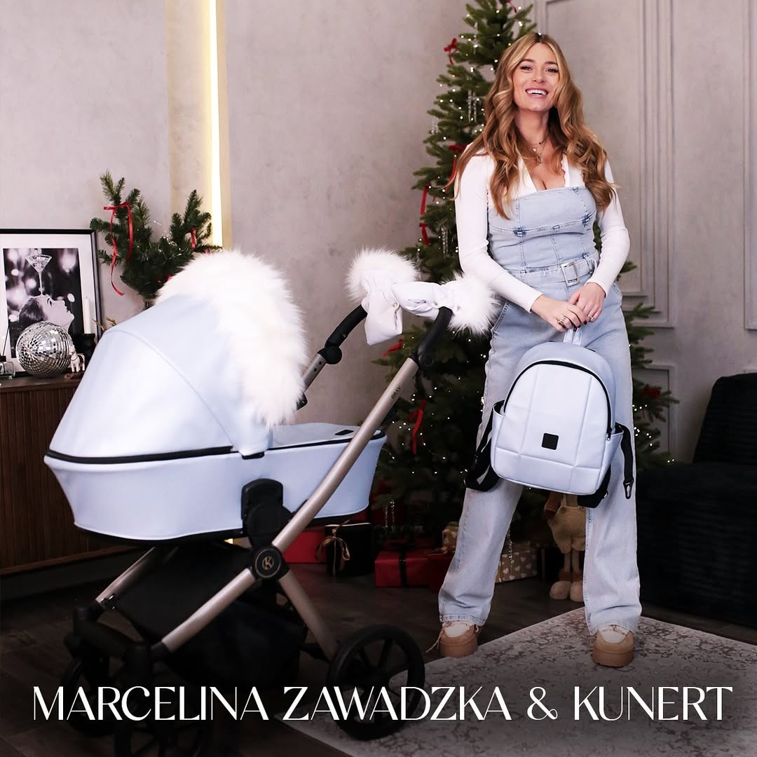 Marcelina Zawadzka z wózkiem Kunert Brav 14 Baby Blue, dostępny w sklepie Dadi-Shop – elegancki i funkcjonalny wybór dla rodziców.