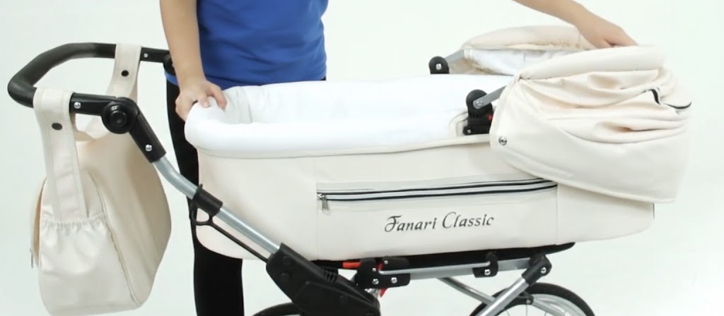Gondola wózka retro Fanari Classic ze złożoną budką – klasyczny design i funkcjonalność.